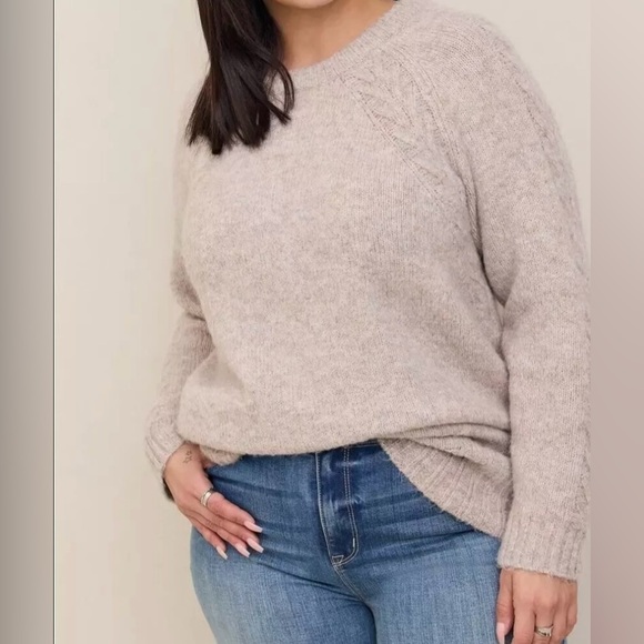 Torrid Cream Vegan Soft Cashmere Sweater Pullover Crewneck, Stretch NWT 3X - Picture 2 of 14
